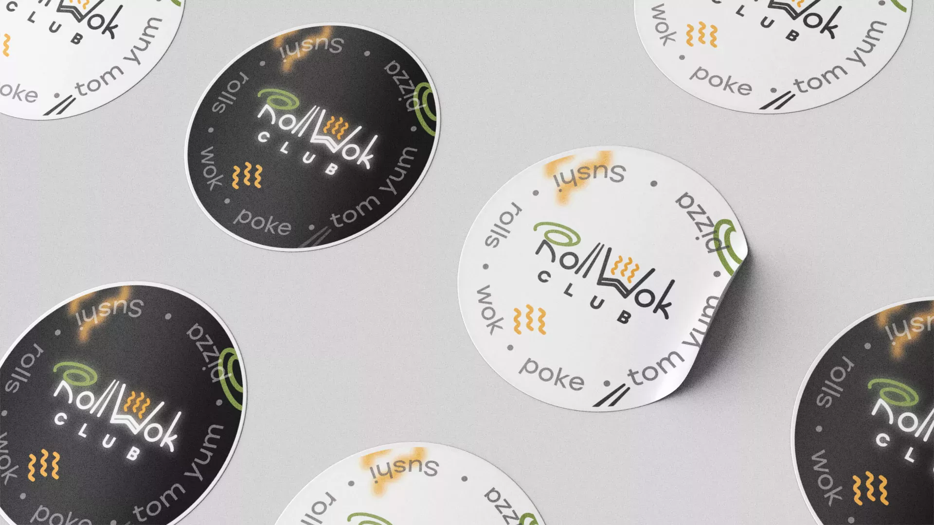 Разработка наклеек для суши-бара «Roll Wok Club» в Нолинске