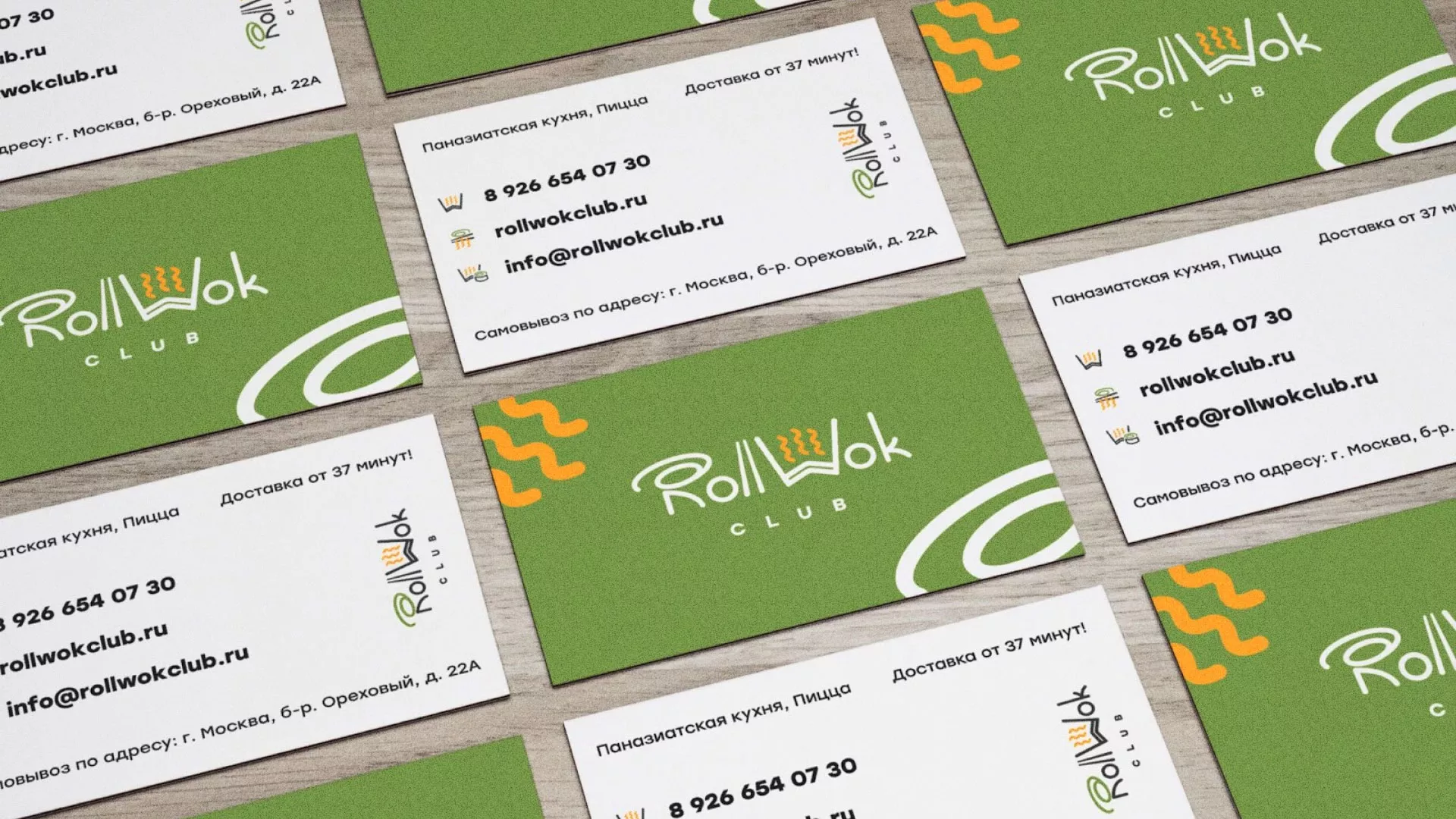Разработка дизайна визиток суши-бара «Roll Wok Club» в Нолинске